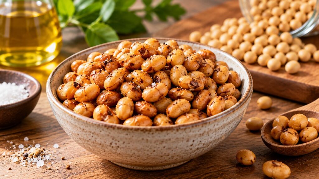 Selbst geröstete Sojabohnen als proteinreicher Snack